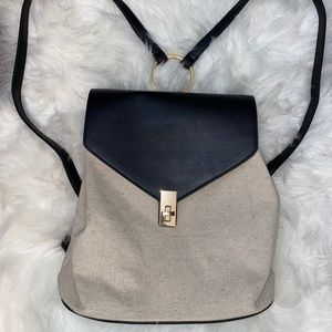 JustFab linen and faux leather backpack handbag